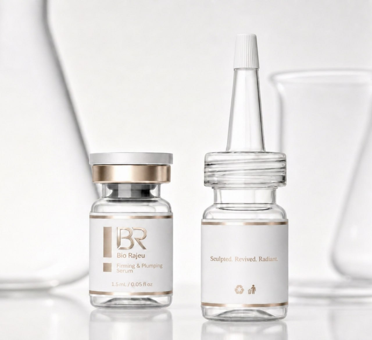 Bio Rajeu Firming & Plumping Serum vial with its applicator